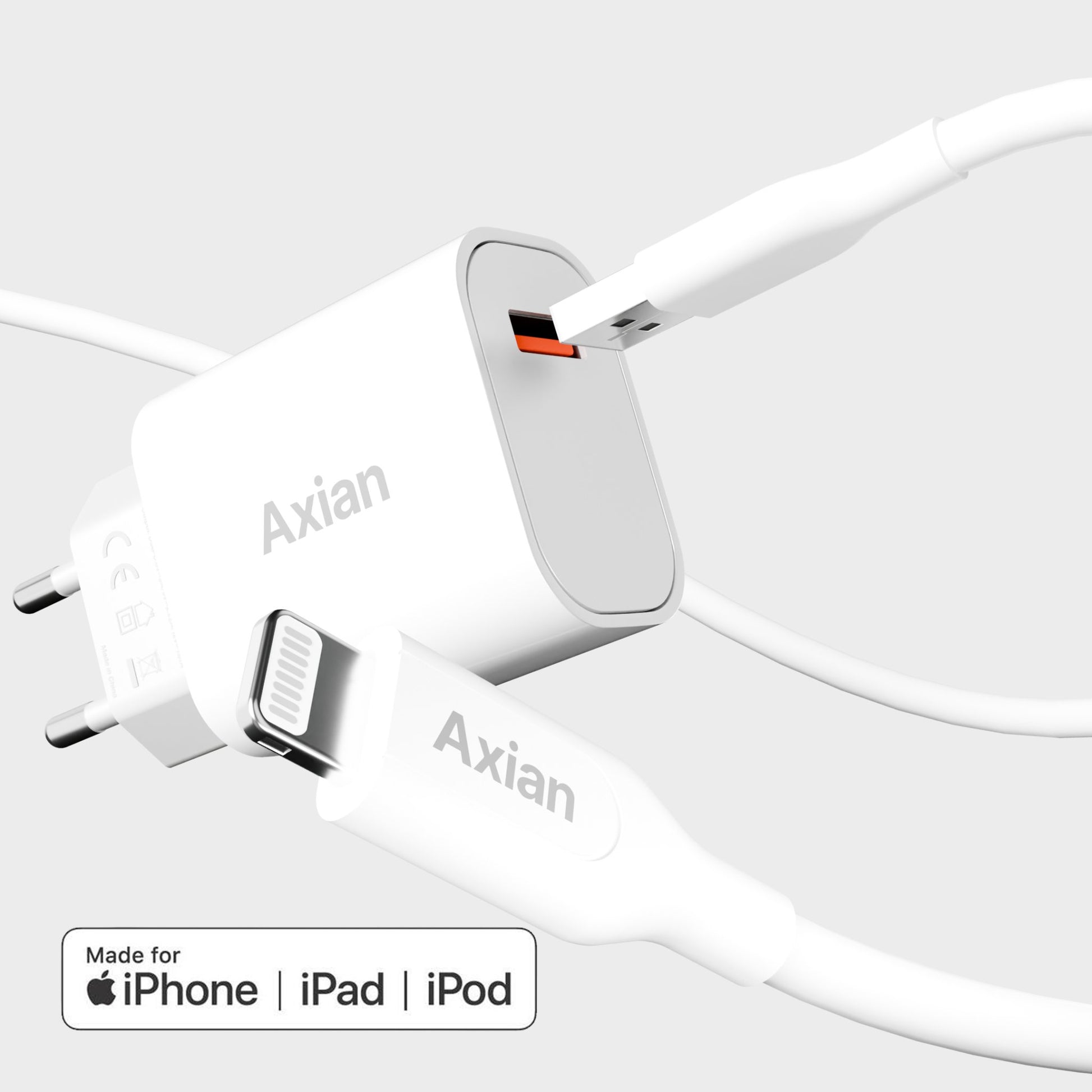 Axian Charger iPhone MFi USB A to Lightning 18W (Bundle) - Axian