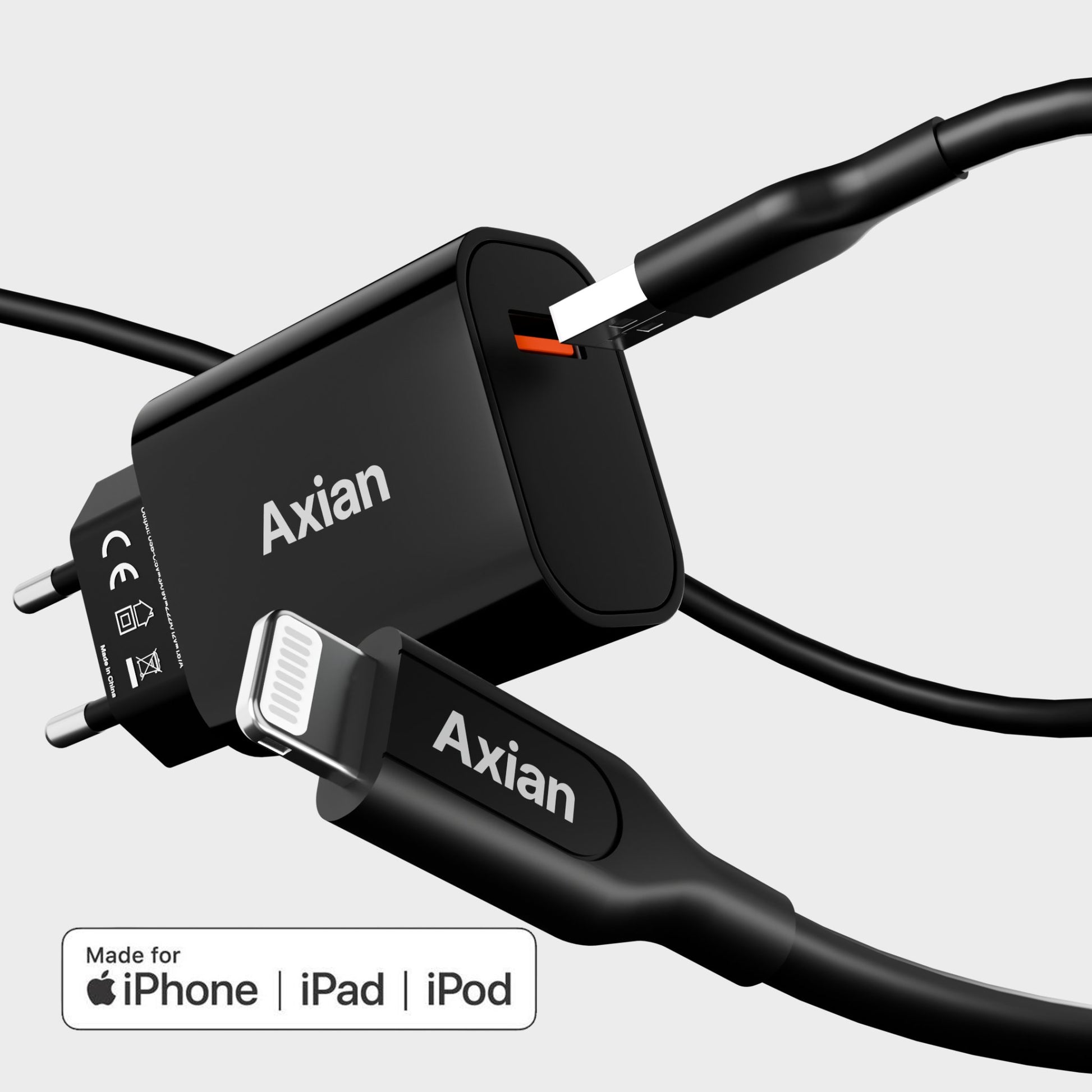 Axian Charger iPhone MFi USB A to Lightning 18W (Bundle) - Axian